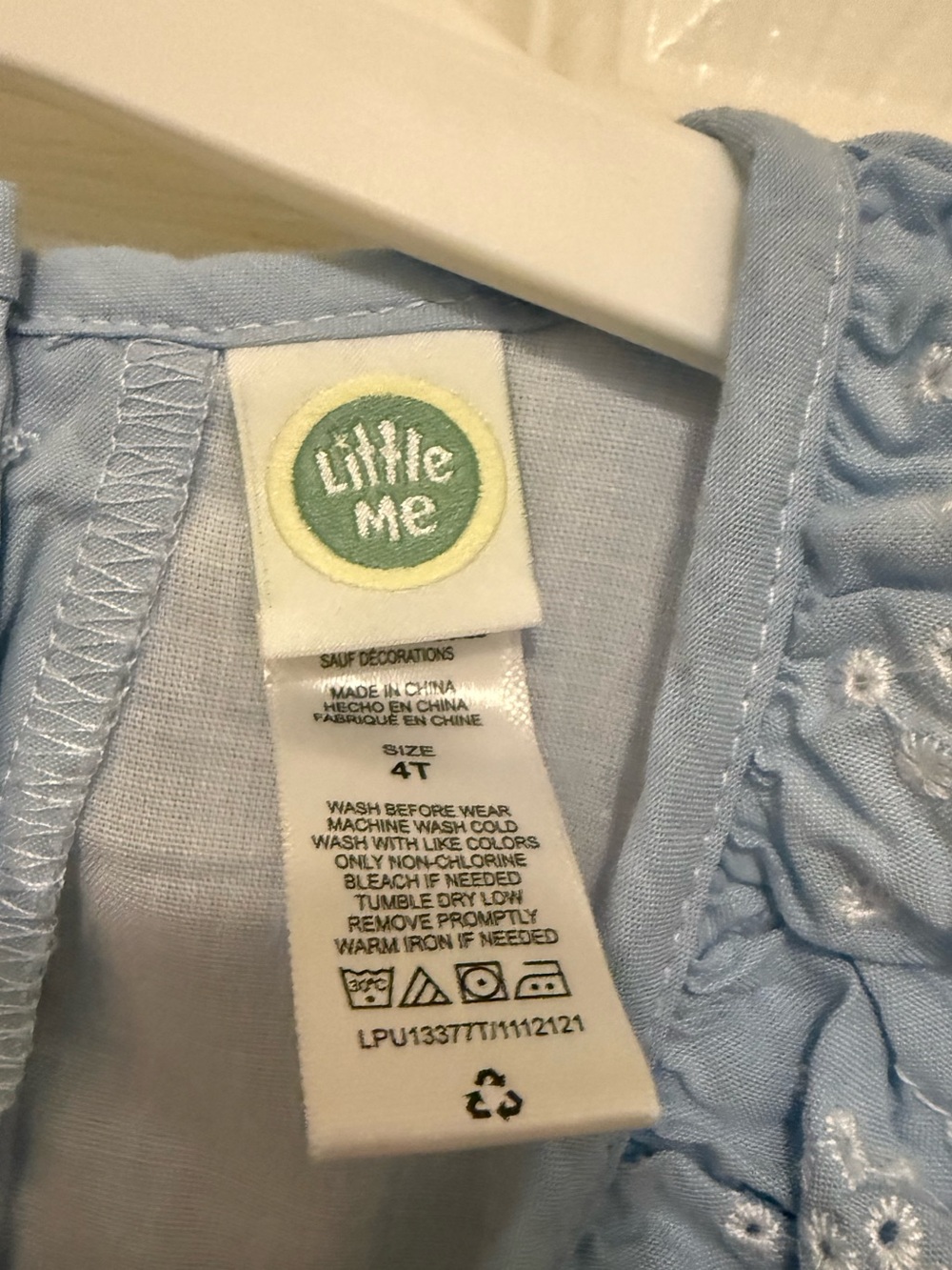 Little Me Light Blue Eyelet Ruffle Dress - Picture 4 of 5